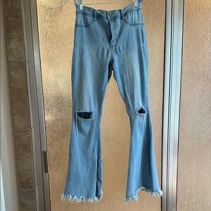 Rue21 Blue Flare Distressed Jeans